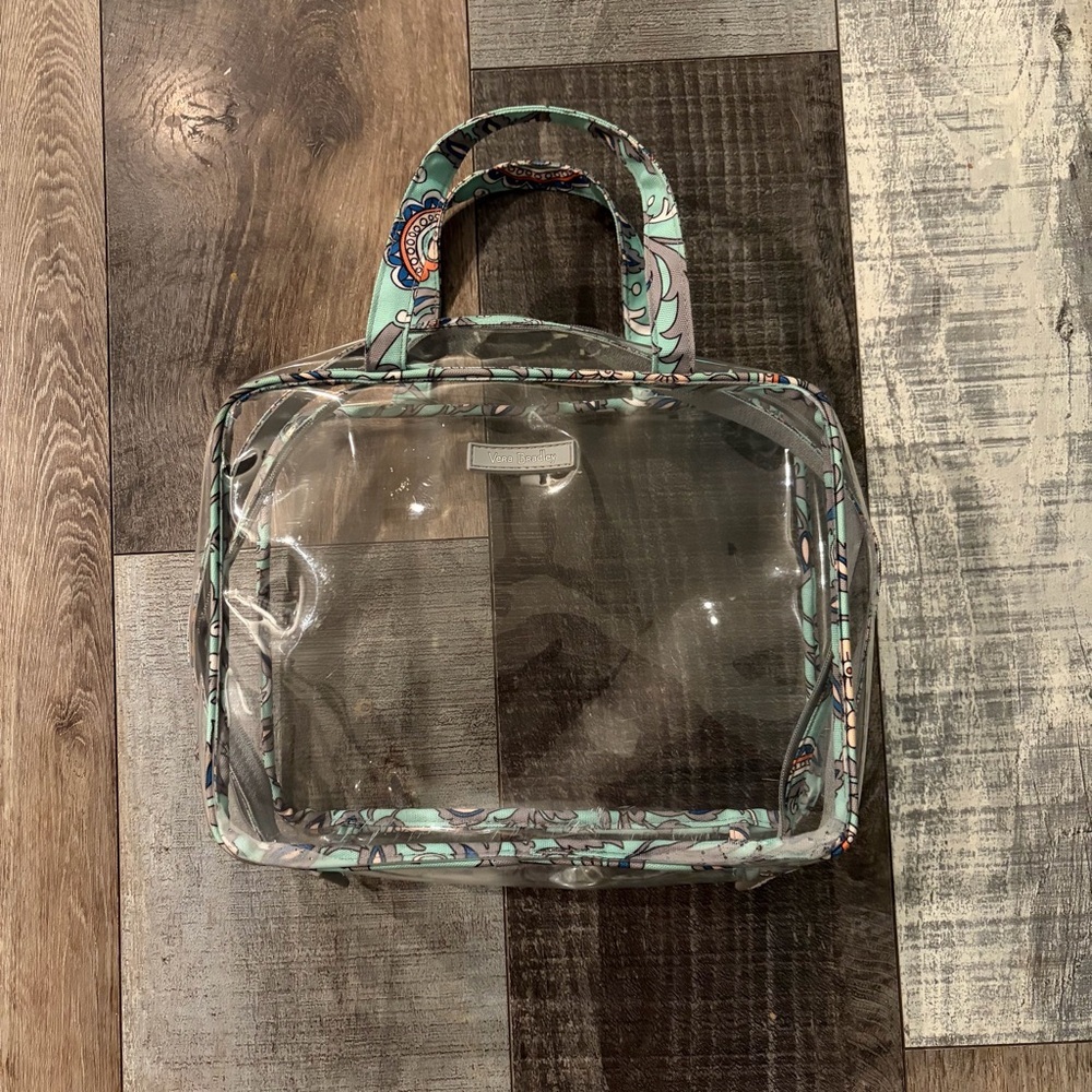 Vera Bradley Clear Stadium Travel Tote Mint Floral Trim
